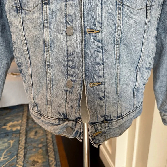 H&M Men’s Denim Stonewashed Trucker Sherpa Collar Jacket Size M Fully Lined - Picture 3 of 15